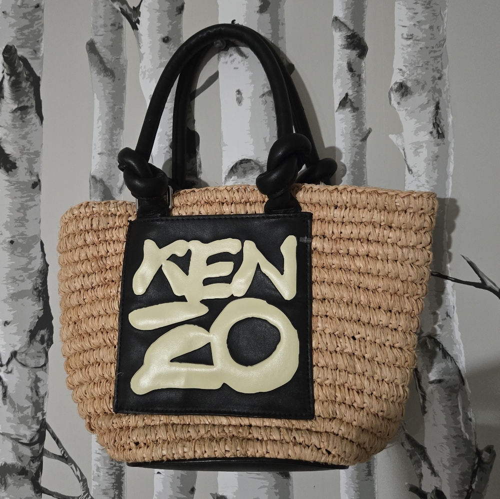 Kenzo Beige Mini Kopakabana Basket Bag